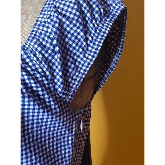 Y2K ALLEN B SCHWARTZ GINGHAM Off Shoulder Puff Sleeve Dress W/Adjustable Tie S-M - Picture 7 of 10